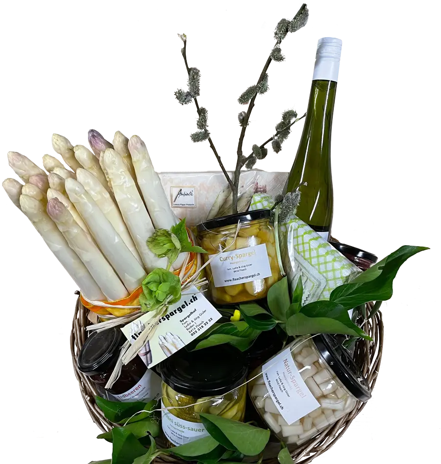 Weisser Spargel im Korb